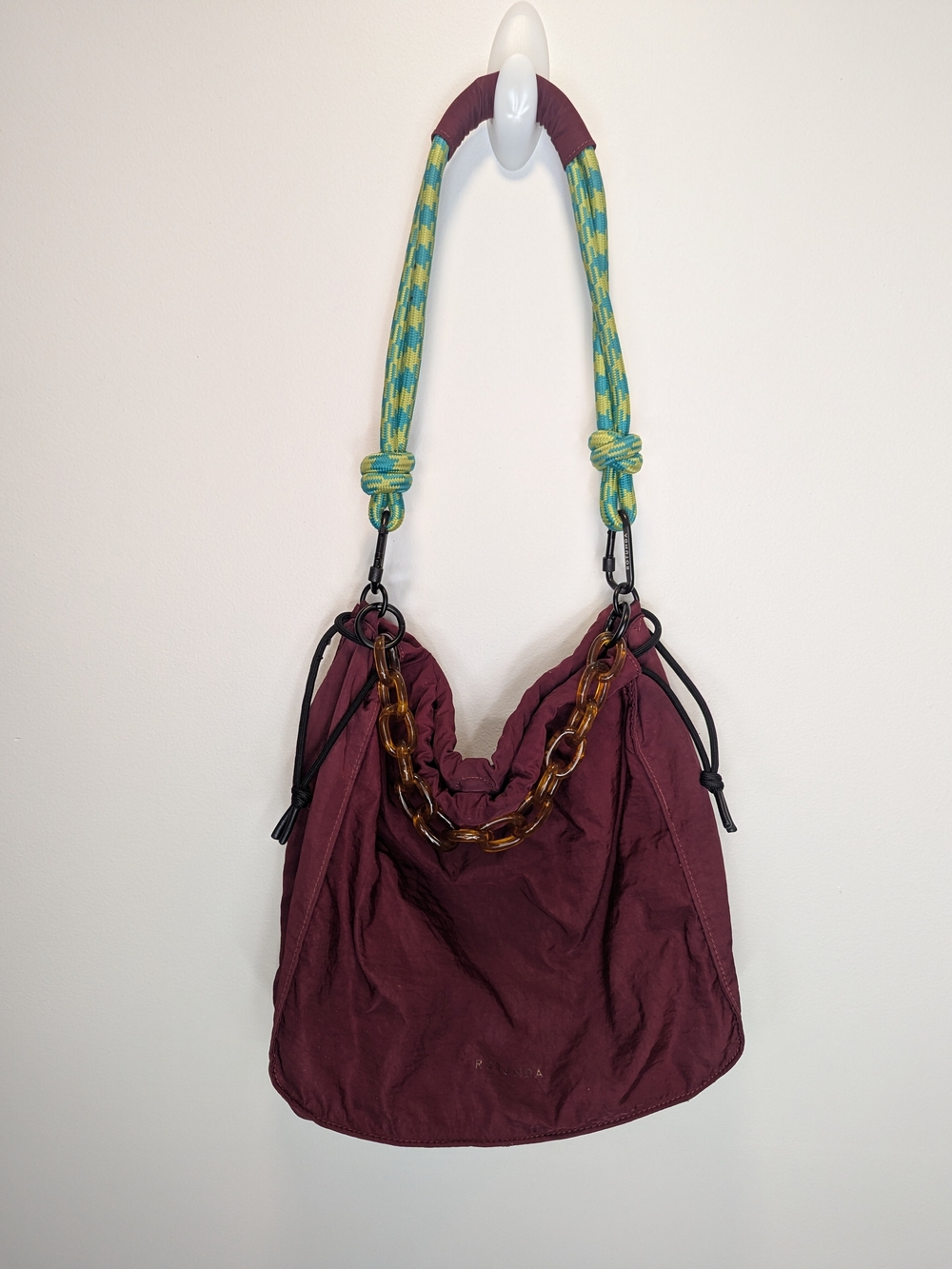 Rotunda Women's Sant Hobo Bag Purse  Minimalist Functional Art Maroon